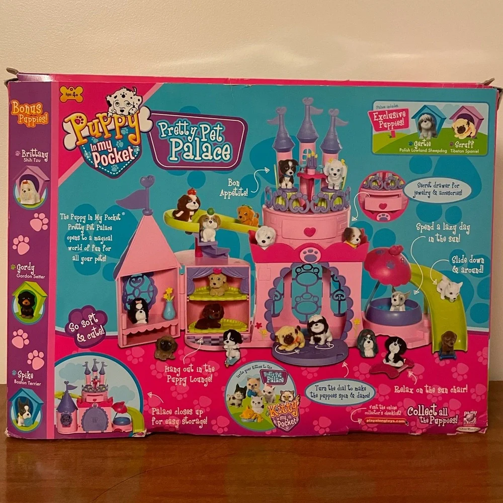 Pet Palace Puppy Pocket Castle Vintage Toys Doll House Miniatures Purple Pink